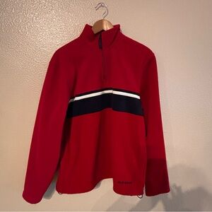 Old Navy Red, Black, White Quarter-Zip Pullover with Stripes Size Large